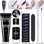 LILYCUTE 15ml Verlängerungsgel-Nagellack-Set Quick Nail Prolong mit Verlängerungsform-Nagelspitzen Acryl-Lösung Maniküre-Werkzeug-Kit