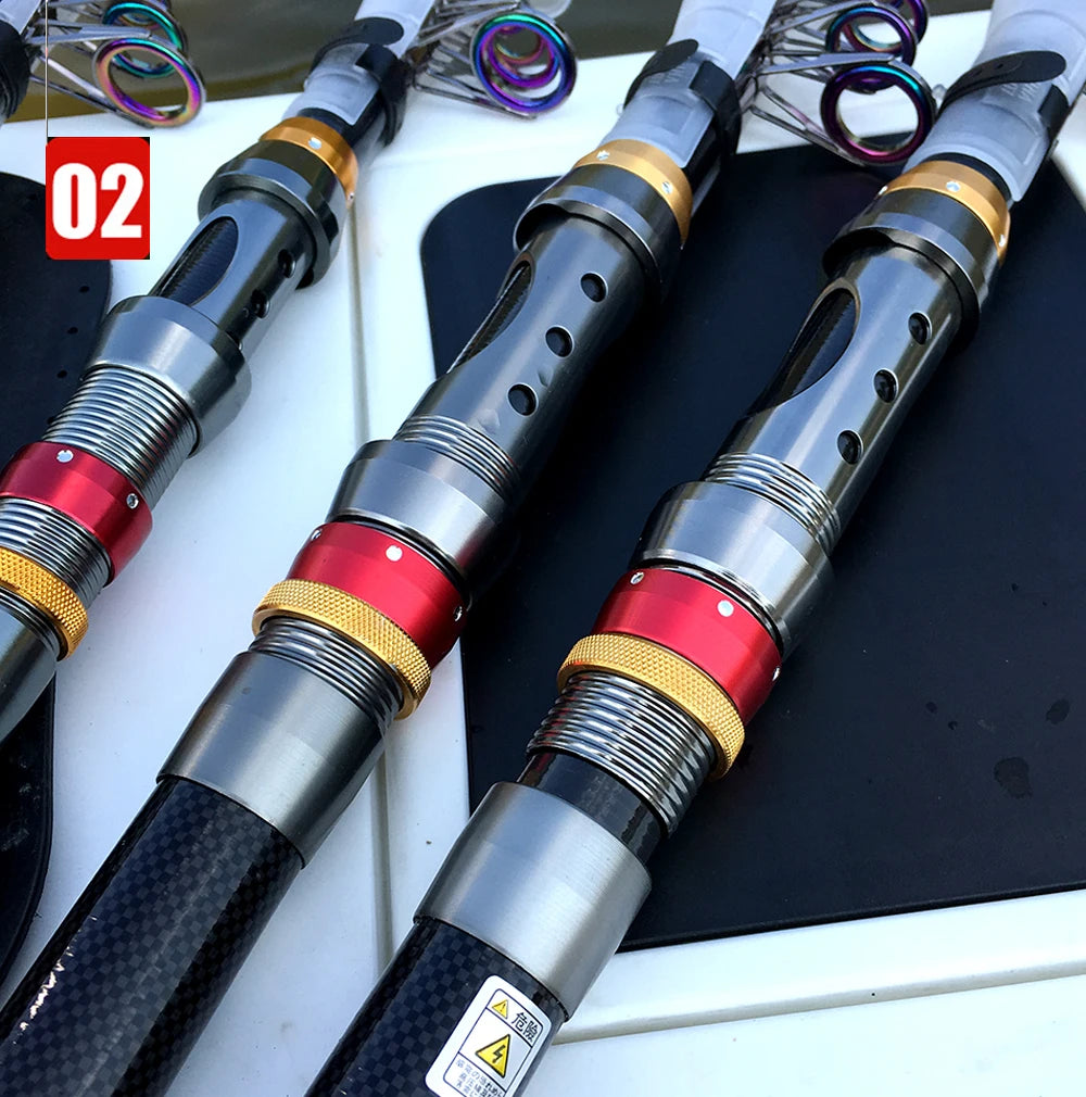 1.8-3.6m Kohlefaser Angelrute und Rollen-Set, superharte Teleskop-Angelrute, Spinnrollen-Set, max. Widerstand 3-8kg Pesca