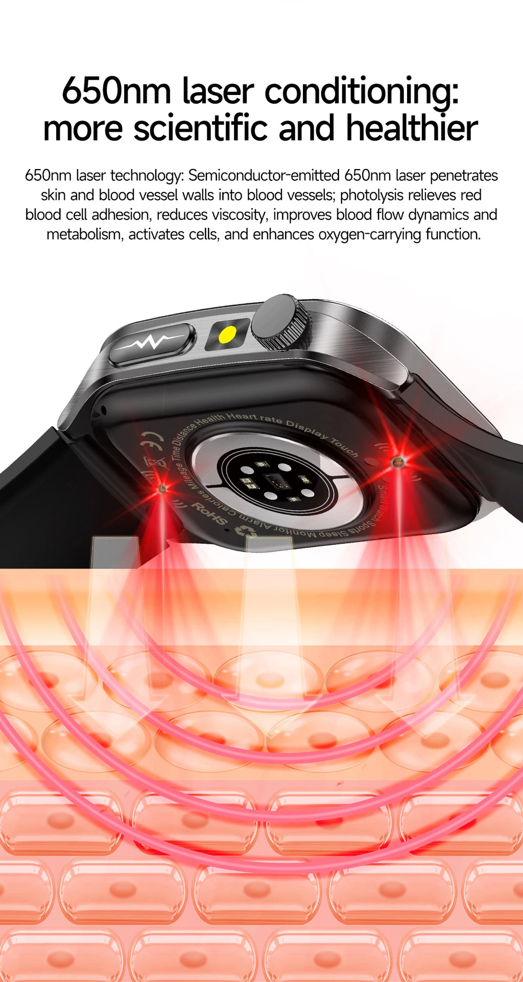 2026 Neue Gesundheits-Smartwatch Lasertherapie Reduziert Drei Hochs Blutsauerstoff Blutdruck Harnsäure Blutfette EKG-Smartwatch Für Herren