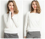 Damen Slim O-Neck Pullover Kaschmir-Wollmischung Pullover Herbst Und Winter Langarm Strick Unterhemd Große Größe 2024