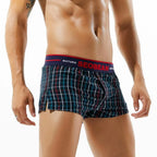 SEOBEAN Klassische Herren Boxershorts kariert 100% Baumwolle Unterwäsche Boxershorts U-konvexer Beutel Pfeil Panties Shorts Herren Schlafunterteile