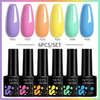 LILYCUTE 6PCS Gel-Nagellack-Set Sommer Neon Nagellack-Gel-Kits für DIY Nagel Semi-Permanenter UV-Lampe Gellack Nagellack-Set