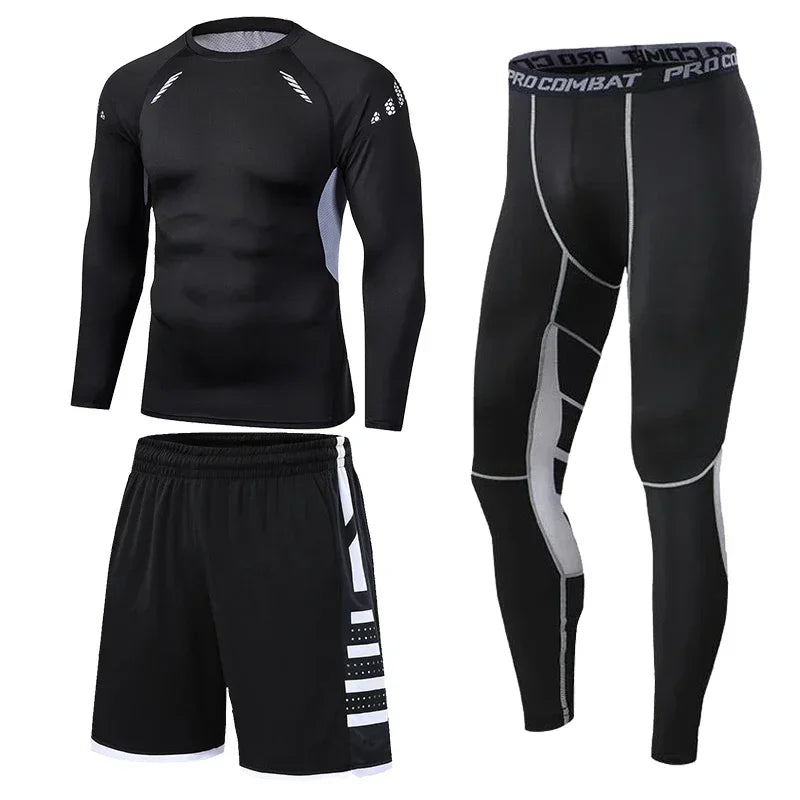 Herren Lauf-Trainingsanzug Fitness Sportbekleidungs-Set Kompressions-Leggings Sportkleidung Gym Enganliegende Jogginghose Rash Guard Lycra