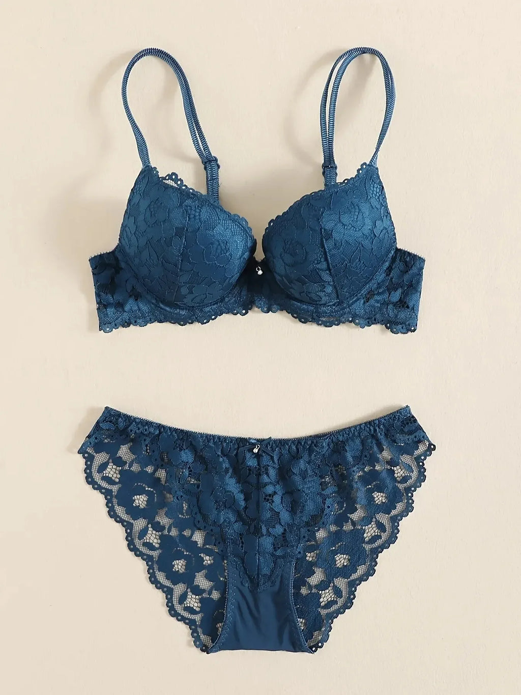 1 Set Elegantes Dessous-Set aus Spitze mit Stickerei und atmungsaktivem Stoff: Push-Up-BH, transparenter Schlüpfer mit tiefem Bund – das ultimative Valentinstagsgeschenk