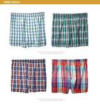 High Quality Brand 4-Pack Men's Boxer Shorts Woven Cotton 100% Classic Plaid Combed Male Underpant Loose Breathable Oversize