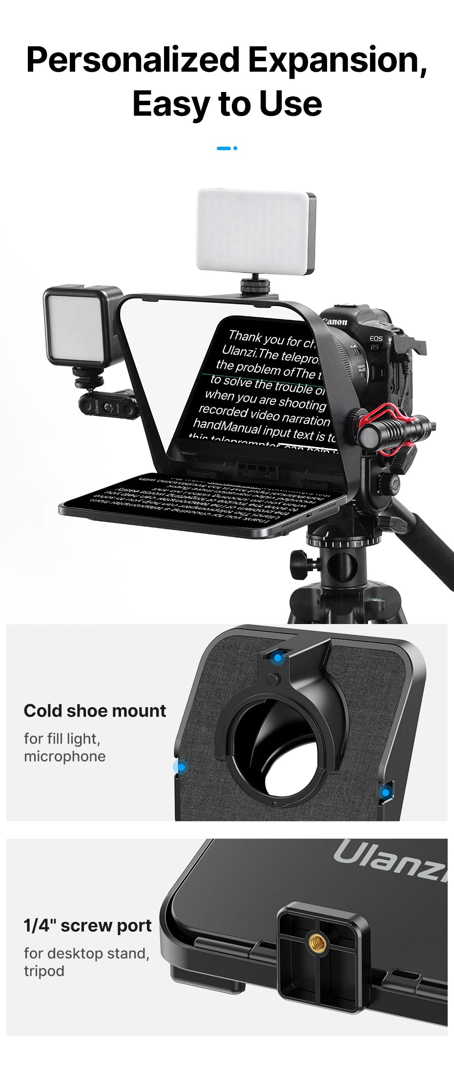 Ulanzi RT02 Universal-Teleprompter Prompter DSLR-Kamera Smartphone Tablet Laptop-Teleprompter Live-Streaming Videoaufnahme