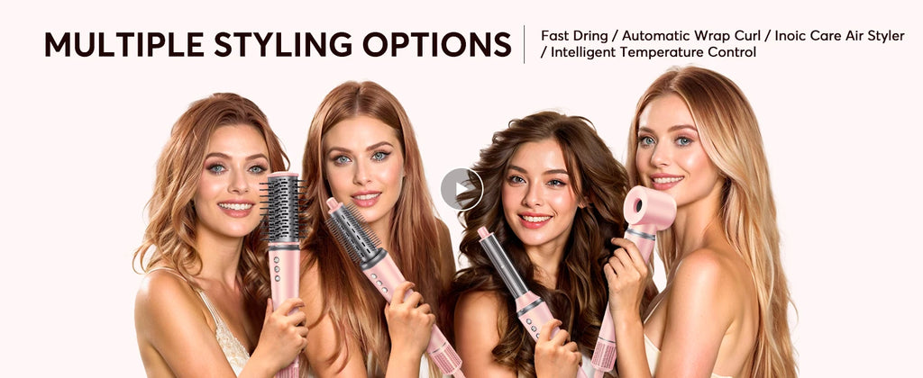 5 in 1 Hair Dryer,Multi Styling Tool,Straightener & 32mm Curling 300 Million Negative Ions Hair Care 1-3 Mins Quick Drying Gifts