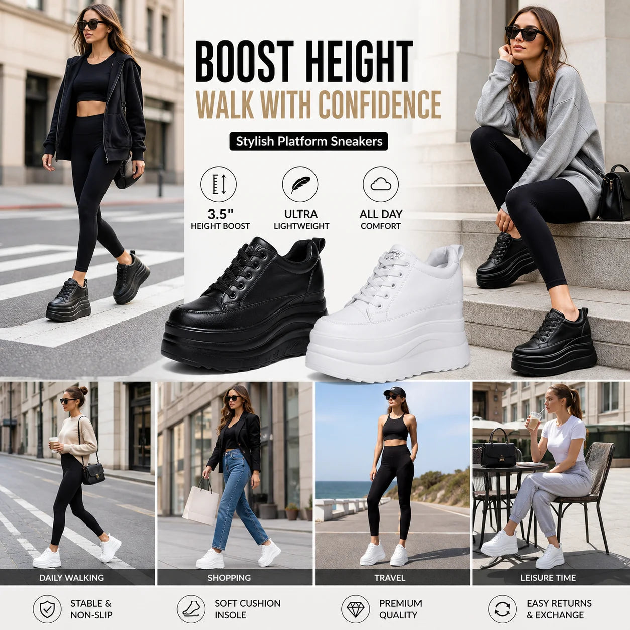 Fujin 13cm 2025 Echtes Leder Plateau Keilabsatz Flats Schuhe Chunky Sneaker Lässige Bequeme Hochwertige Herbst Spaziergangsschuhe