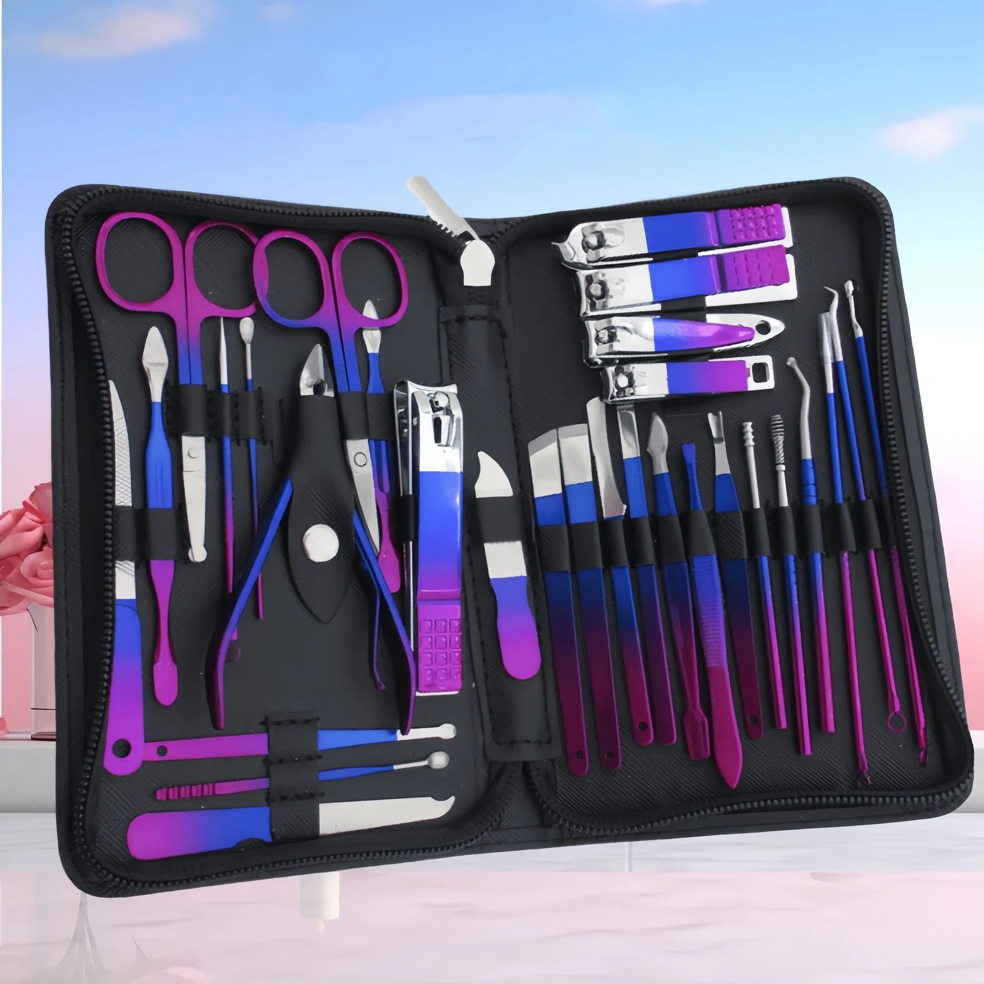 6-18-teiliges Set Professionelles Maniküre- & Pediküre-Kit aus Edelstahl Präzise Nagelpflege mit Reiseetui mit Nagelknipser Schere