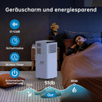 7000 BTU mobile Klimaanlage, 3-in-1 Kühlentfeuchter & Ventilator, 2 Geschwindigkeiten, keine externe Einheit, leise für Räume bis 30 m²