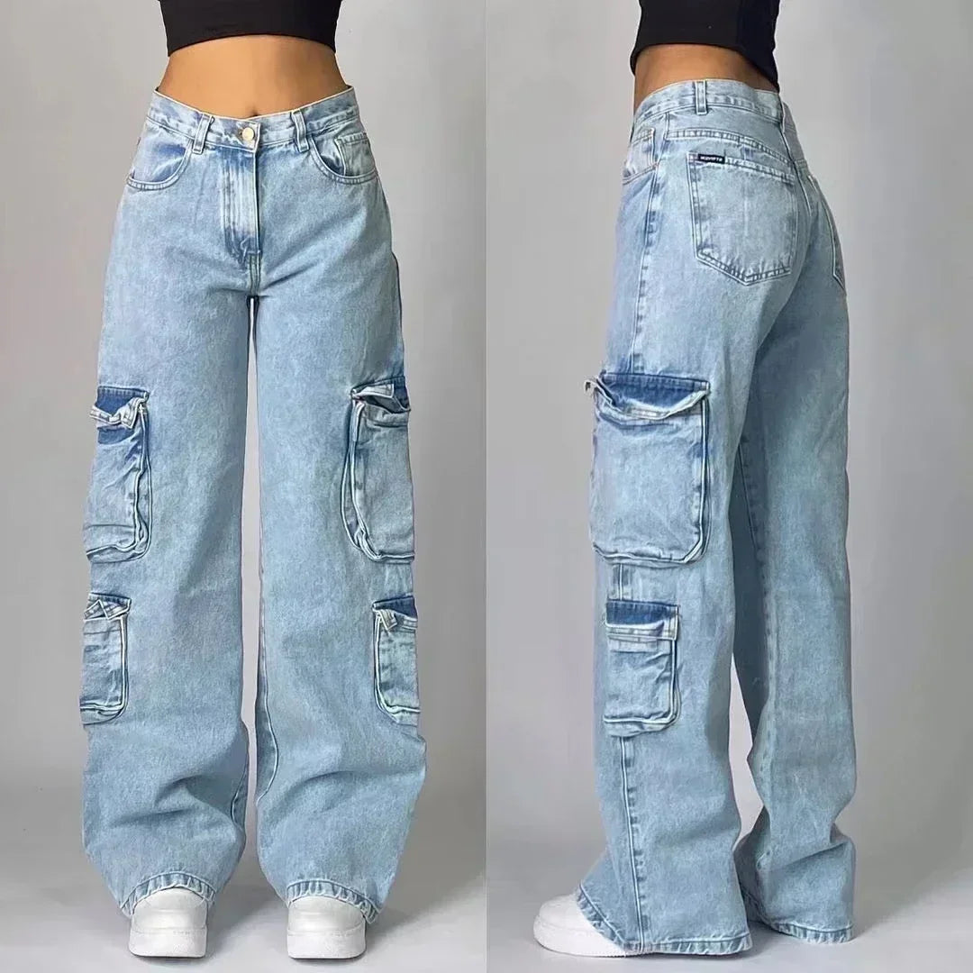 Amerikanische Y2K 2025 Neue weite Baggy Black Jeans Oversized Damen Street Casual Joker Denim-Hose Paar-Jeans Vintage Streetwear