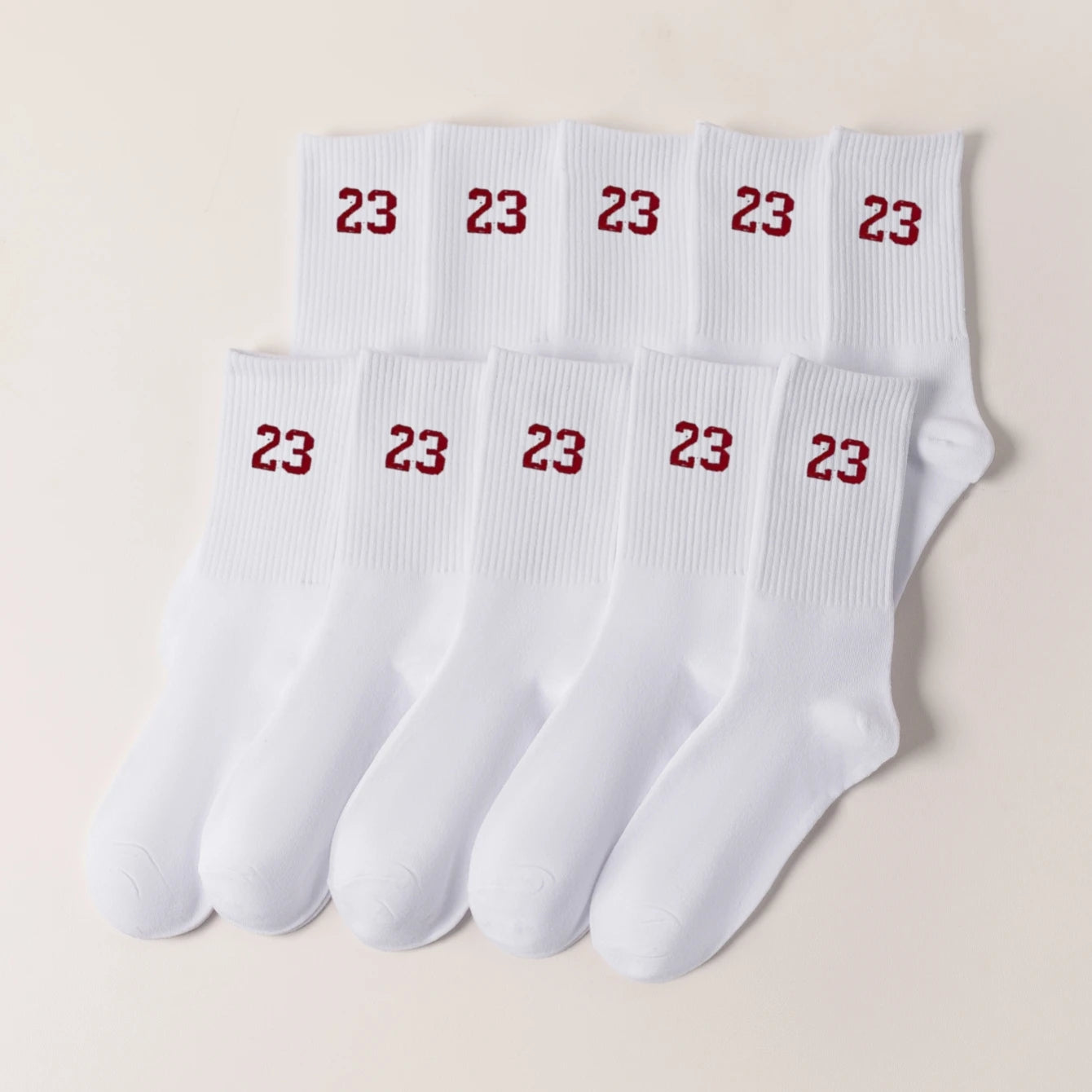 Herren-Crew-Socken, klassisch, Design mit Nummer 23, bequem, atmungsaktiv, feuchtigkeitsableitend