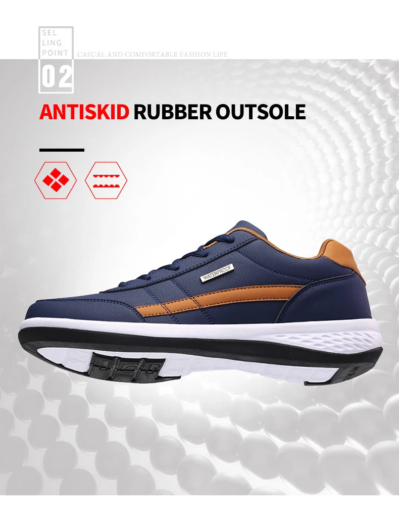 YRZL Herrenschuhe Frühling Herbst Wasserdichte Wandersneaker Freizeit Herren Ledersportschuhe Rutschfeste Tennisschuhe für Herren
