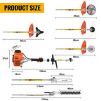 CONENTOOL 6in1 Benzin Motorsense 52cc 2-Takt Benzin Rasentrimmer Multifunktionaler Garten Grastrimmer Heckenschere Baumschneidewerkzeug