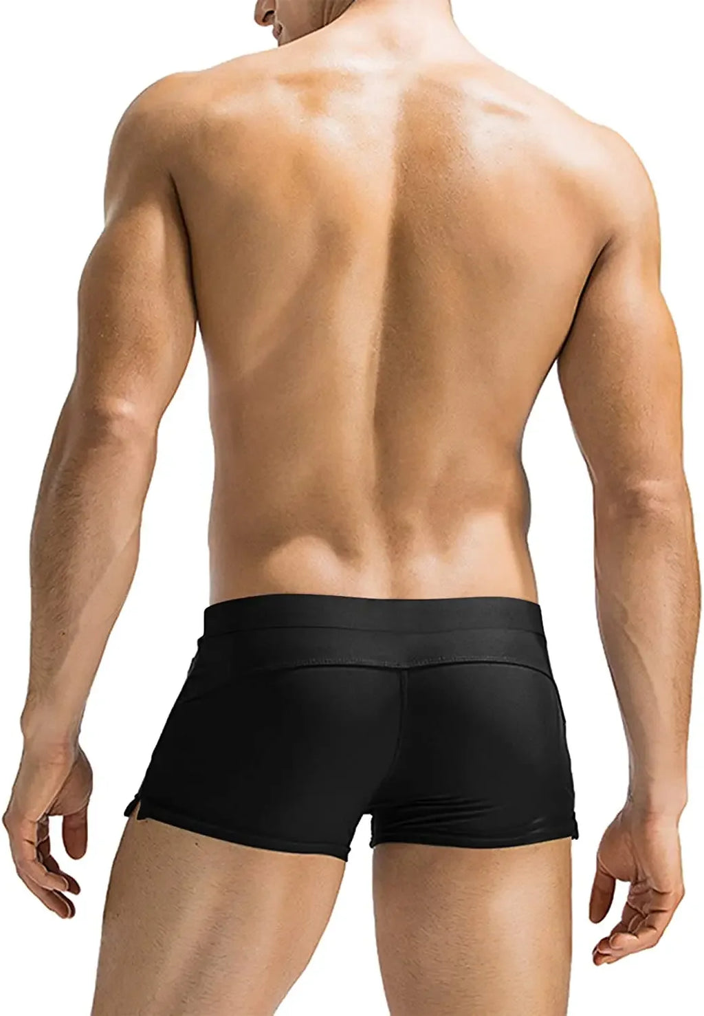 Herren Badehose mit Reißverschlusstasche Badeshorts Boxershorts Square Leg Mesh-Futter Boardshorts Badeschuhe