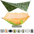260x140cm Camping Hängematte Doppelgröße Fallschirm mit Moskitonetz Regenschutz Tarp Leicht für Wandern Reisen