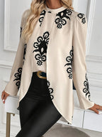 2026 Fashion Long Sleeve Print Blouses Women Spring Elegant Office Ladies Tops Femme Fake Two Pieces Blouse Shirts Women's Top