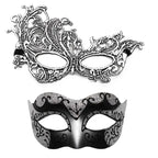2er-Set, elegante schwarze Spitzen-Masken für Paare für Kostümpartys