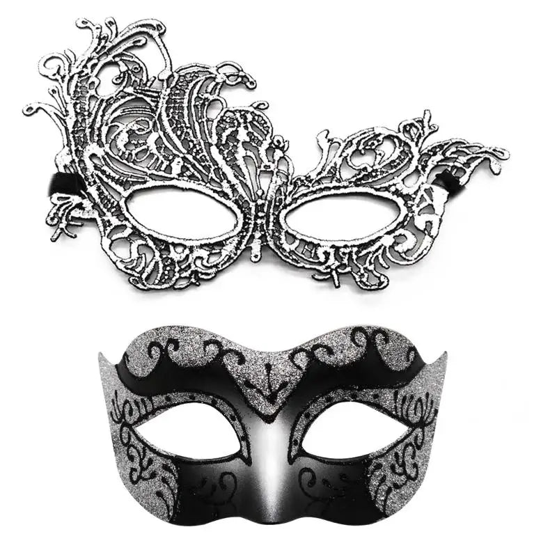 2er-Set, elegante schwarze Spitzen-Masken für Paare für Kostümpartys