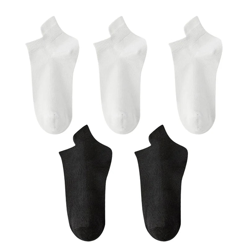 10 Stück=5 Paar Damen Socken Casual Atmungsaktiv Hohe Qualität Knöchelsocken Sommer Low Cut Baumwolle Dünne Kurze Elastische Socken calcetines