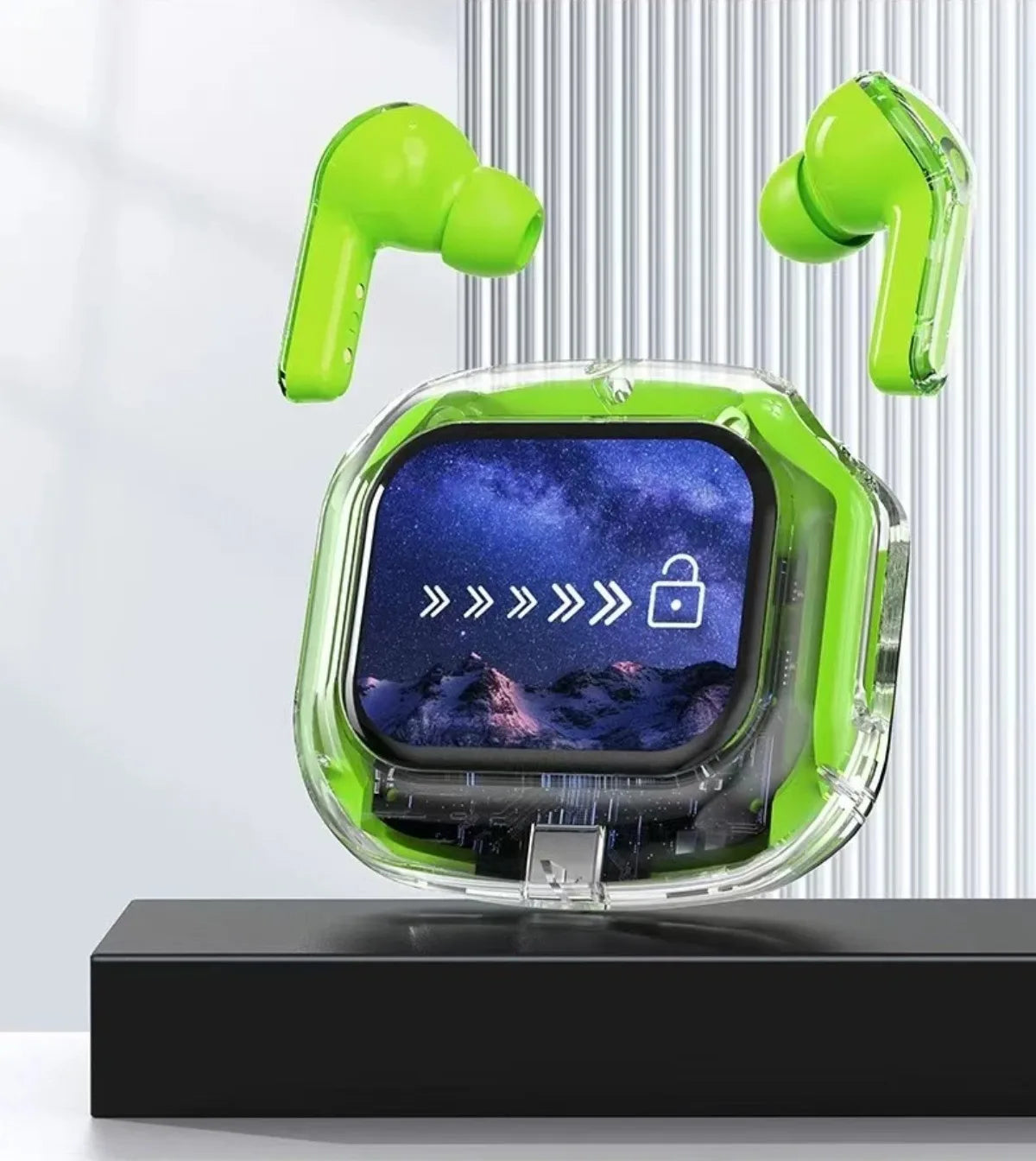 Übersetzung Kopfhörer mit Touchscreen Kabellos Bluetooth 5.4 Smart Earphone HiFi Audio Hohe Qualität Transparente Hülle Headset