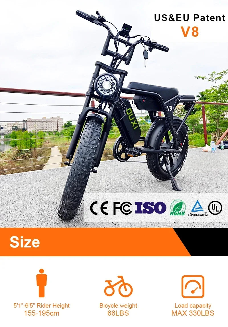 Hochwertiges Elektromotorrad, 750-W-Motor, 48-V-15-Ah-Akku, kann als Transportmittel und Offroad-E-Bike verwendet werden