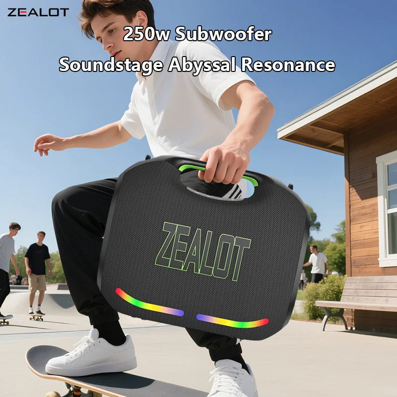 ZEALOT ZE21 250W kabelloser Lautsprecher, tragbar für Outdoor, 48000mAh lange Akkulaufzeit, mit RGB-Farblichtern, bis zu 18 Stunden Wiedergabezeit. Hauptbild
