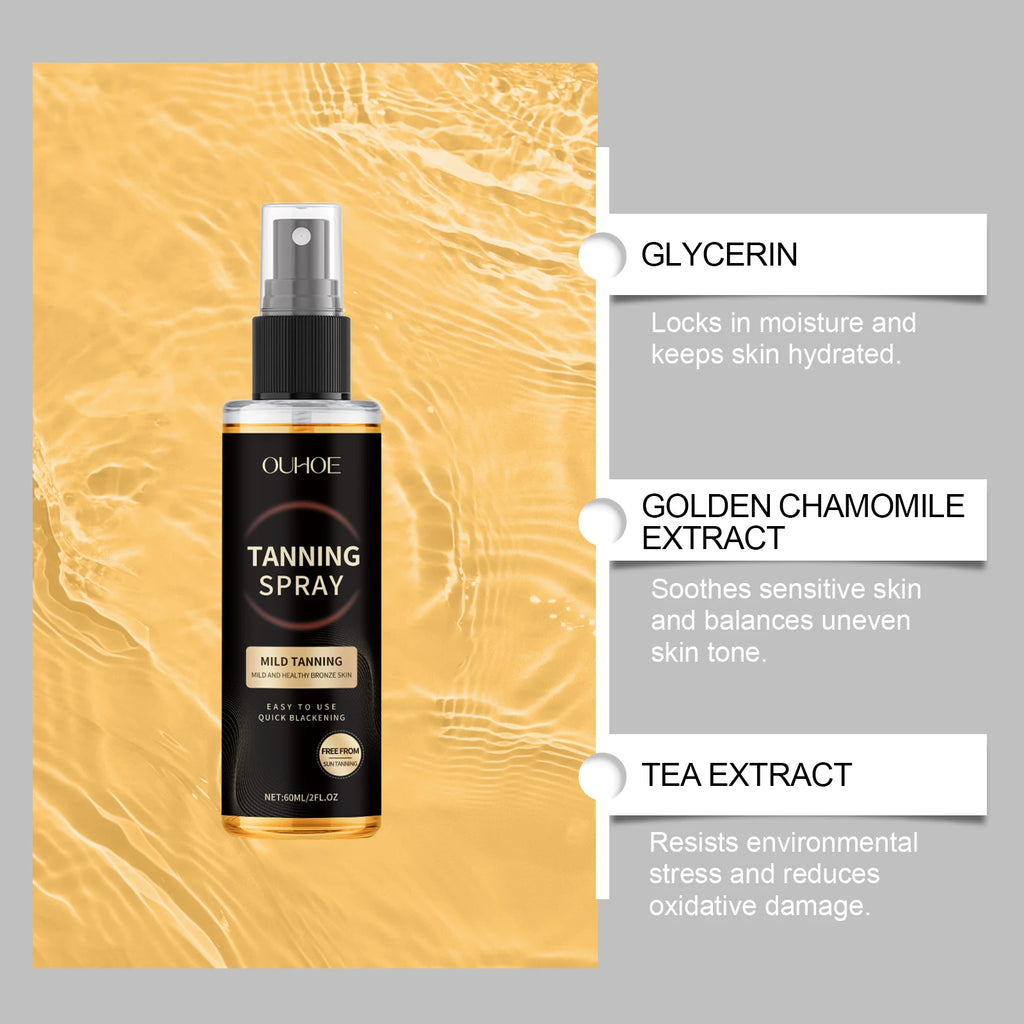 Bräunungsspray Sonnenbräune Beschleunigter Bräunungseffekt Glänzende Bräune Feuchtigkeitsspendendes Sommer Strand Sonnenbad Selbstbräunungsnebel