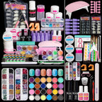 Acryl-Nagelset mit UV-Licht, professionelles Nagelset Acryl-Set für Anfänger mit allem 3PC Puder 24PC Glitzer Fake Tip