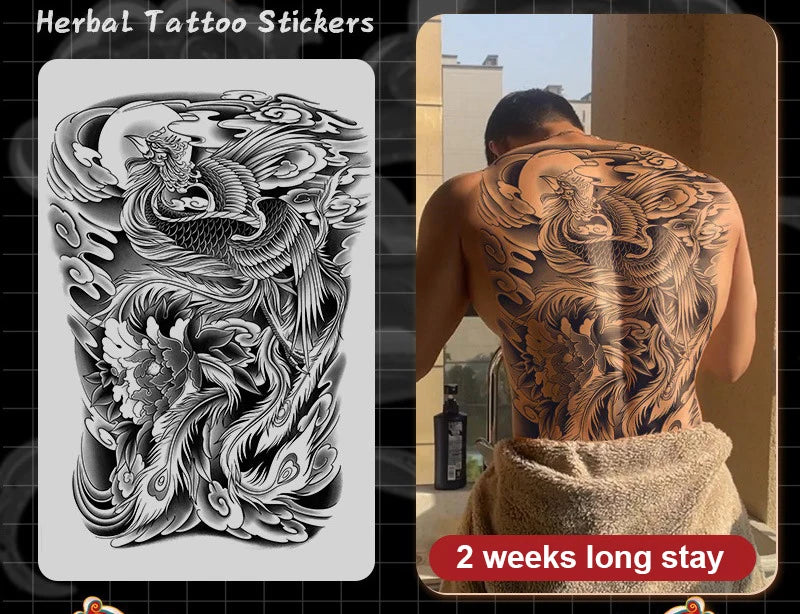 Magic Juice Tinte Wasserdichte Tattoo Aufkleber Große Größe Kräutersaft Temporäre Tattoos Männer Body Art Drache Tiger