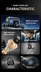 Touchscreen-Bluetooth-Kopfhörer 144 Sprachen Echtzeit-Übersetzung Kopfhörer Drahtlose Open-Ear-Clips Sport-Gaming-Kopfhörer