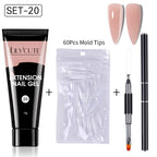 LILYCUTE 15ml Verlängerungsgel-Nagellack-Set Quick Nail Prolong mit Verlängerungsform-Nagelspitzen Acryl-Lösung Maniküre-Werkzeug-Kit