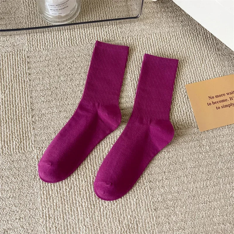 33 Farben Sommer Baumwolle Weiche Socken Fröhlich Bunte Damen Mid-Tube Strümpfe Modetrend Rot Grün Knöchelsocken Herbst Strumpfwaren