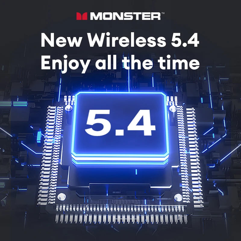 Monster MQT52 Bluetooth 5.4 Wireless Kopfhörer 24 Std. Akkulaufzeit Stereo-Kopfhörer Niedrige Latenz Gaming Dual-Modus Headset Geschenk