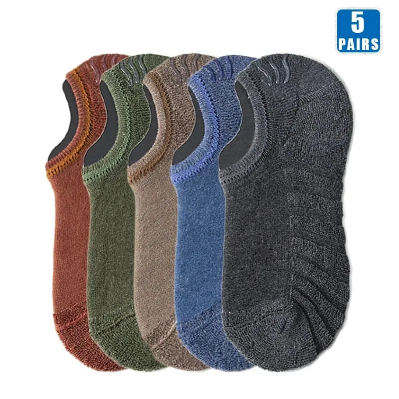 5 Paar Herren Baumwoll Kurzsocken Hochwertige Crew Ankle Casual Weiche Rutschfeste Atmungsaktive Low-Cut Sommer Herbst Socken für Herren