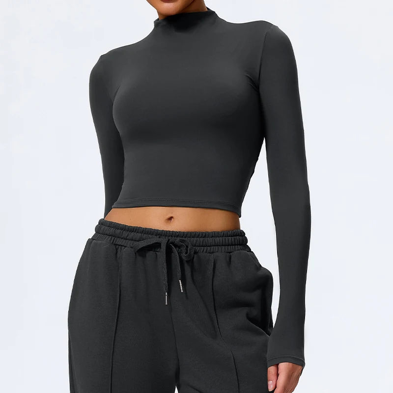 Hearuisavy Sommer Damen Fitness Langarmshirt Leichtes Gym Workout Top Atmungsaktive Schnelltrocknende Yoga Kleidung Sportbekleidung