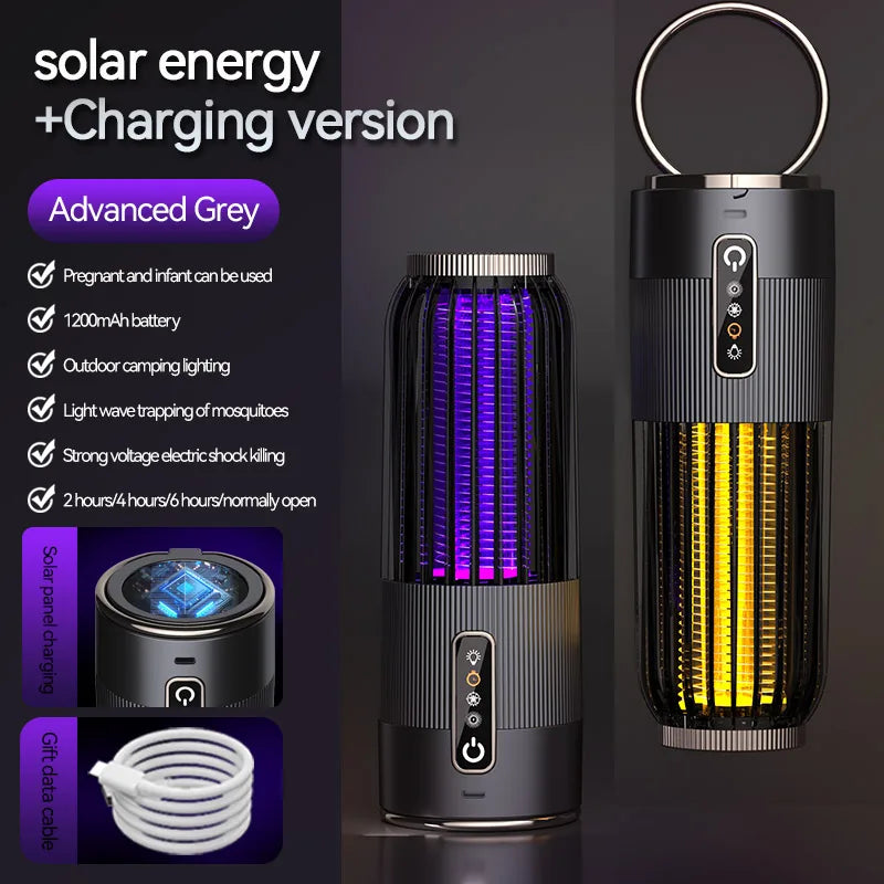 2500V Solar-Mückenvernichter, solarbetrieben, Outdoor-Camping-Mückenlampe, 3-Stufen-Timersteuerung, Mückentöter