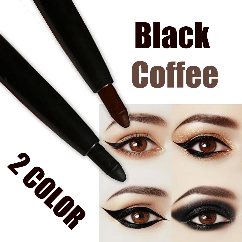 2 Stück wasserdichte schwarze braune Eyeliner-Stifte – wischfest, langanhaltend & anfängerfreundlich, glatt, hochpigmentiertes Punk-Augen-Make-up
