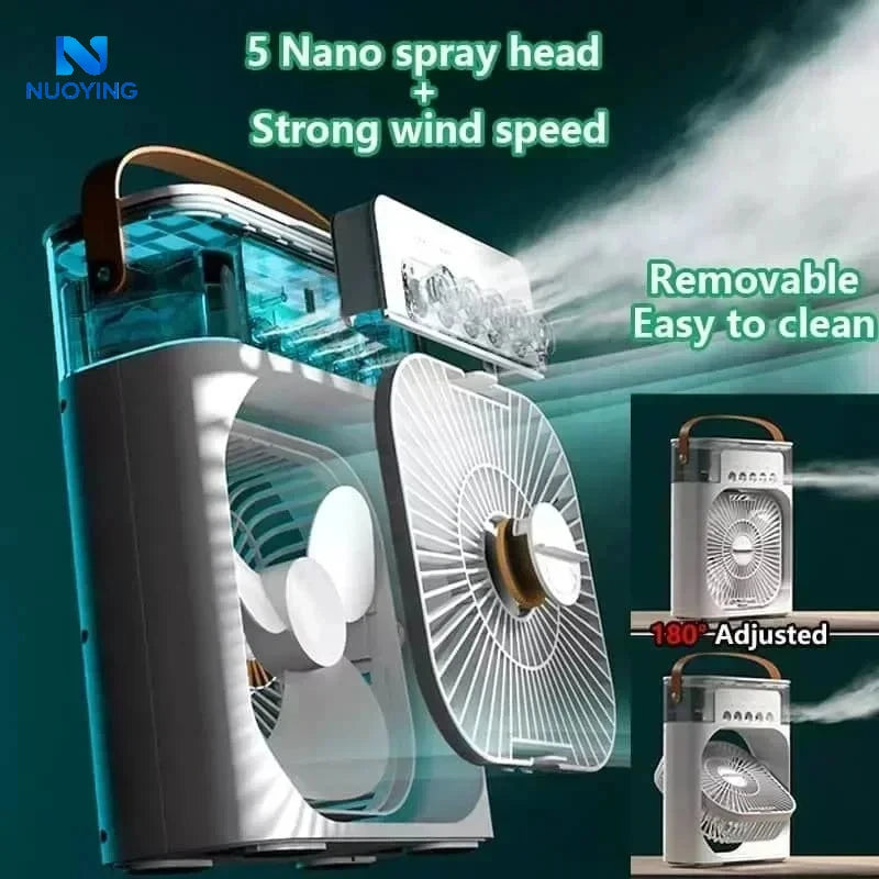 3-in-1 Mini Luftkühler Ventilator Tragbare Haushalts Klimaanlage Luftbefeuchter LED Nachtlicht für Zuhause Büro Schreibtisch Verwendung 25.5x18.5x8cm Hauptbild