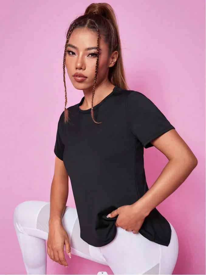 Damen Nahtloses Yoga T-Shirt Weibliches Fitness Crop Top Workout Gym Training Shirts Sportliche Kurzarm Yoga T-Shirts Sportbekleidung