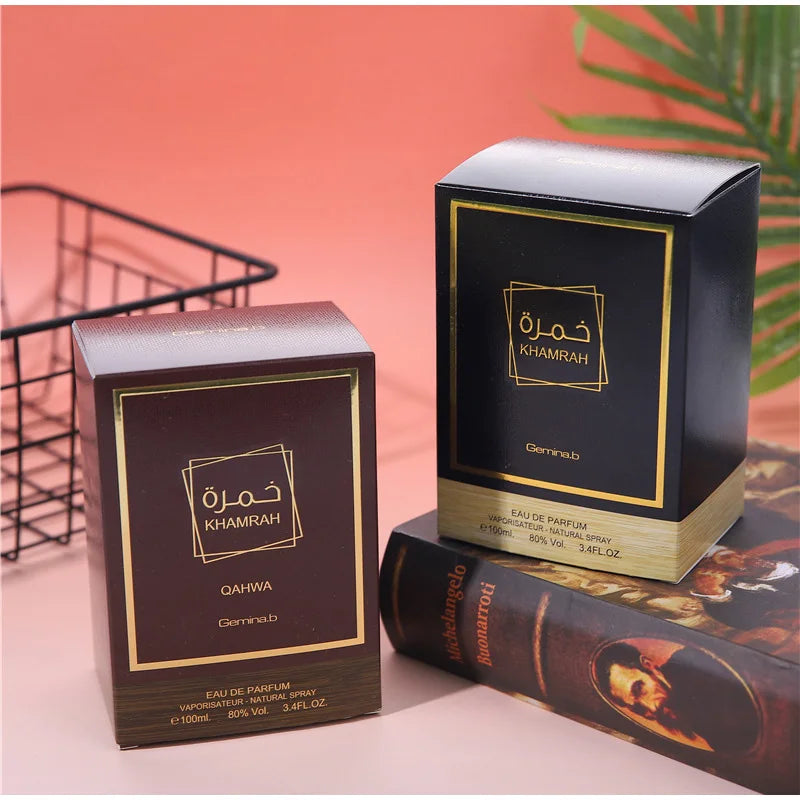 Khamrah Duft Parfüm Eau De Toilette Geschenkbox 100ml Unisex Arabischer Oud Duft Gourmand Duft Langanhaltendes Parfüm für Unisex