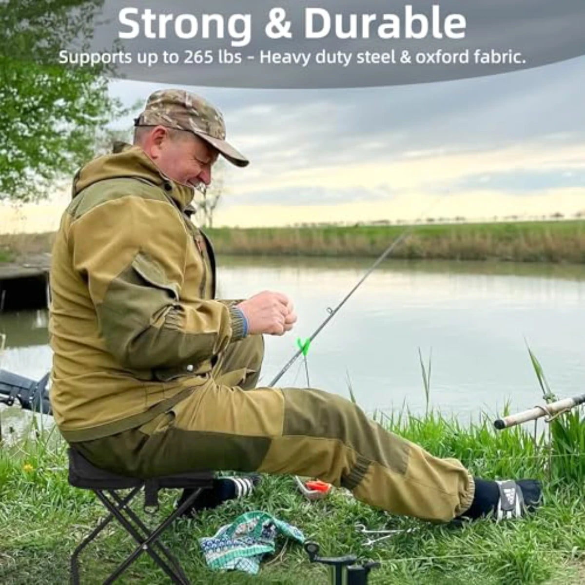 Tragbare Klapp-Angelausrüstung Leichtes Gestell aus Eisenlegierung Klappbare Outdoor Camping Picknickbank Handtasche Kompakter Robuster Hocker