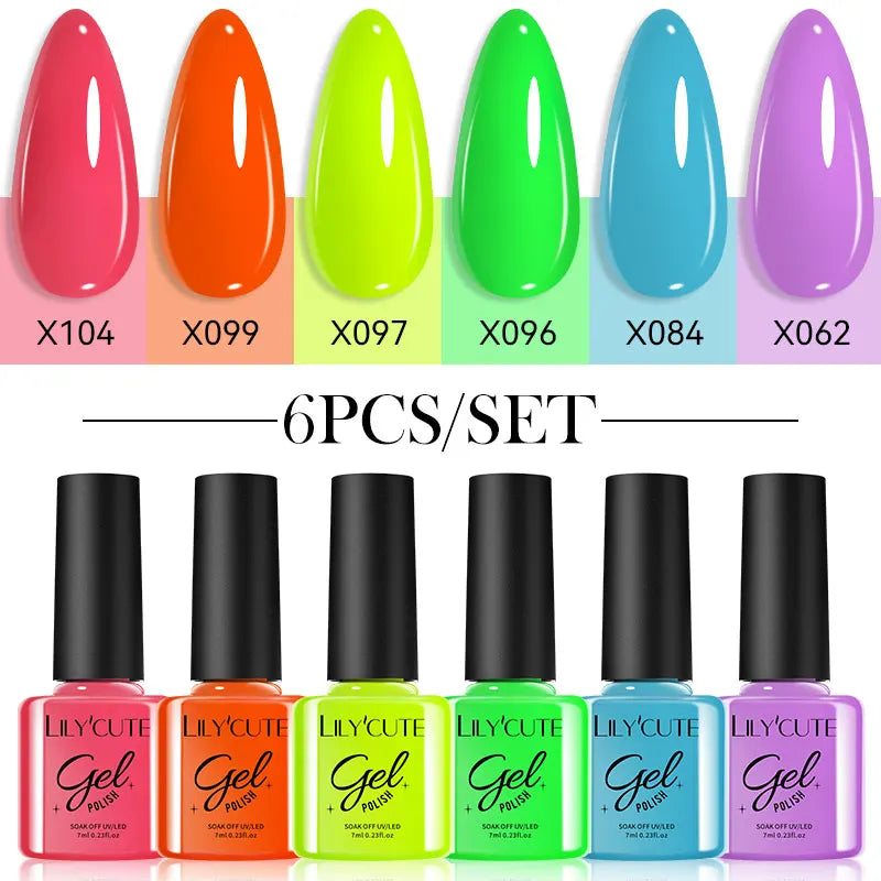 LILYCUTE Nagelgel-Politur-Set, Rosa Grün, Frühling, DIY-Nagelkunst-Design, lang anhaltend, Soak Off UV Gel, Maniküre, Malgel, Vernis-Kit