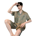 Neue Herren Sommer dünne Eisseide Kurzarm Shorts Pyjama Teenager können einen Homewear-Anzug tragen