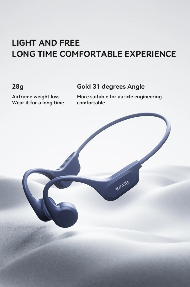 Sanag B60S Knochenschall-Kopfhörer IPX8 Schwimmen Bluetooth Kopfhörer Kabelloses Headset 32GB/64GB MP3 mit Mikrofon Ohrhörer