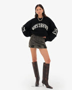 Trendiger lockerer Buchstaben-Jacquard-Strickpullover Damen 2025 Herbst Neu Highstreet Grau Schwarz Weicher Pullover Hottie Vielseitige Teile
