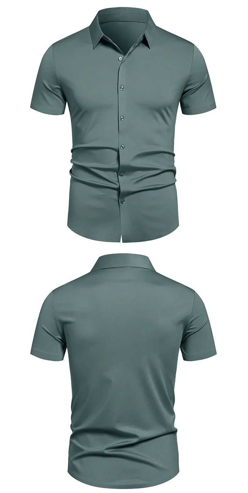 Herren Stretch Hemd Bügelfreie Hemden Regular Fit Kurzarm Stretch Business Casual Button-Down Hemden