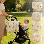 Cute Bear Baby Stroller Nappy Bag Korea Embroidery Cotton Mommy Bag Soft Maternity Shoulder Pack Portable Baby Diaper Organizer
