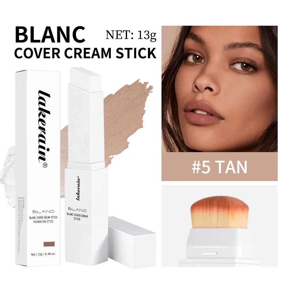 Foundation Stick Farbwechsel-Foundation mit abnehmbarem Pinsel Blanc Cover Cream Stick Farbwechselnde Basis Make-up mit hoher Deckkraft