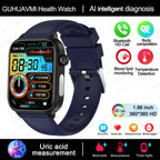 2025 Neue KI-Diagnose Blutfette Harnsäure Körperzusammensetzung Test Smartwatch für Herren EKG+PPG Bluetooth Anruf Gesundheits-Smartwatch